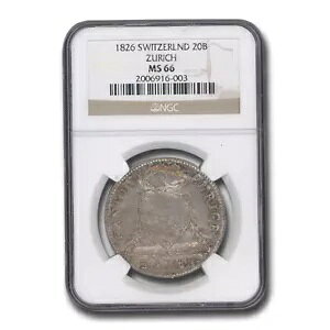 1826 �X�C�X �V���o�[ 20 �o�b�c�F�� MS-66 NGC
