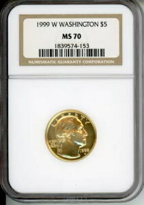 1999-W $5 �L�O�W���[�W ���V���g�� 1/4 �I���X�S�[���h�R�C�� NGC MS70 MS-70