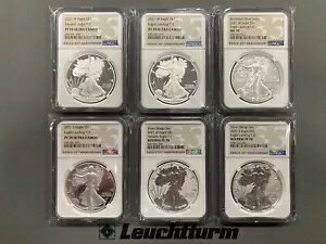 2021 �A�����J�� �V���o�[ �C�[�O�� �t���Z�b�g (�^�C�v 1 & 2) - NGC MS70�APF70 UC & Rev PF70