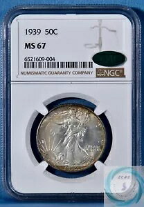 1939 �E�H�[�L���O ���o�e�B �n�[�t�_���[ NGC MS67 �A�C �A�s�[�� �X�^�i�[ (CAC �t��)
