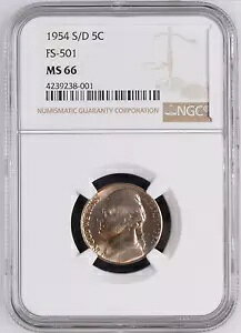 1954-S/D NGC MS66 Pop 43A[͐lIɂׂł!h}eBbN D/S WFt@[\ jbP