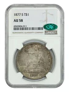 1877-S Trade $1 NGC/CAC AU58 - Trade Dollar - Great Type Coin