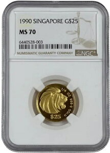 �g�b�v �|�b�v 1990 �V���K�|�[�� 1/4 �I���X �S�[���h $25 ���C�I�� �R�C�� NGC MS 70