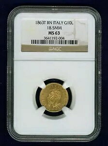 C^A 18.5MM 1863-T BN 10   I  NGC F MS63