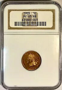 1903 �C���f�B�A�� �w�b�h �Z���g NGC PF65 RB �������F�����̕�Ηp�v���[�t �K���X��~���[