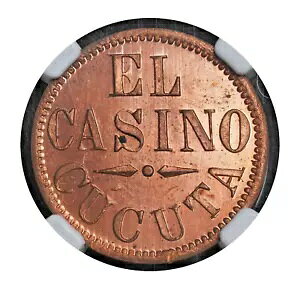 1890NARrABA El Casino Cucuta 1/2 Fuerte Q[~O g[NB NGC MS-63 RBI