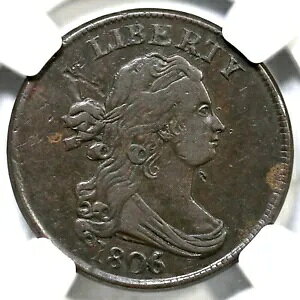 1806 C-2 R-4 NGC VF �f�B�e�[�� �X���[�� 6 �X�e���t�� �h���[�v�o�X�g �n�[�t�Z���g�R�C�� 1/2c