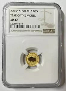 2008 �I�[�X�g�����A �S�[���h $5 �N�}�E�X �R�C�� - �|�b�v 1/1 - NGC MS68 1/20 �I���X�B����
