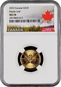 2022 カナダ金貨 メープルリーフ MS70、カナダ 1/4 オンス金貨、NGC コイン