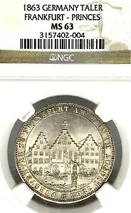 �h�C�c�̏B �t�����N�t���g 1863 �^�[���[ �R�C�� Thaler NGC MS 63 F.STG/STG UNC �h�C�c