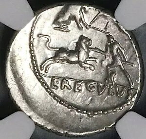 BC 42 NGC Ch VF Regulus Roman Denarius Gladiators Bestiari Beast Arena 24082803C