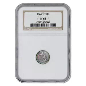 ���A 1869 5c �V���o�[ �V�[�e�b�h ���o�e�B �n�[�t �_�C�� NGC PF65 �v���[�t �W�F�� ���C���{�[ �g�[��