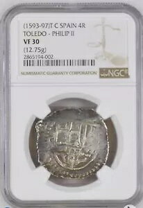 1593-7 T C �X�y�C�� �g���h Cob 4 Reales NGC VF 30