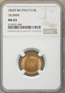 C^A 18.5MM 1863-T BN 10   I  NGC F MS63