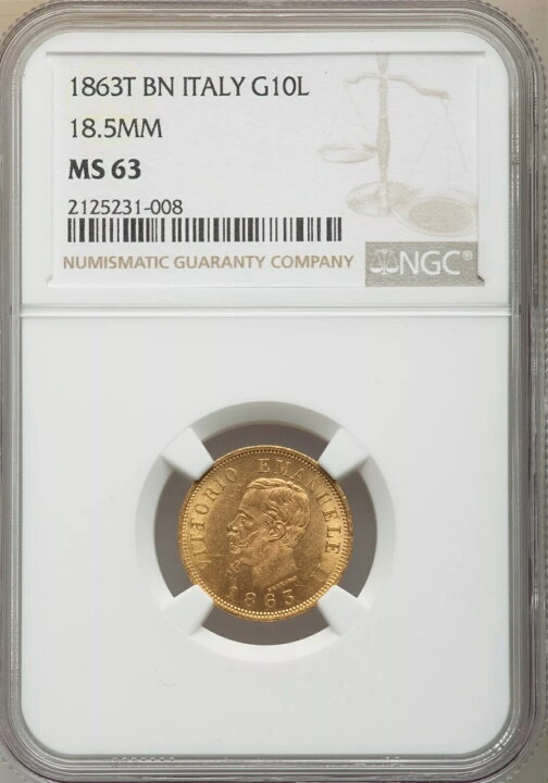 楽天市場】イタリア 18.5MM 1863-T BN 10 リラ 金貨 選択 未流通 NGC 
