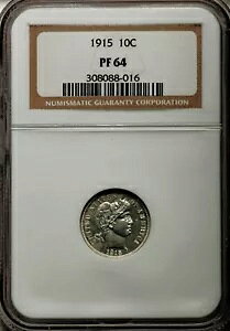 1915 NGC PR64 Mintage 450 = 2 �ԖڂɒႢ 1858-Today PROOF 10C ? ? KEY Barber Dime