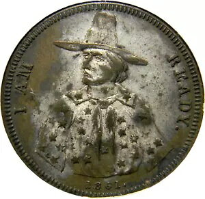 1861�N I Am Ready Civil War �g�[�N�� J D Lovett �� NGC AU 50 (24-16)