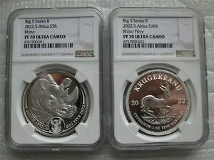AtJ R5 2022 Vo[ v[t 1OZ 2 RC Rhino Krugerrand Privy NGC PF70