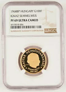 �n���K���[ 1968 �C�O�i�[�c �Z���������@�C�X 100 �t�H�����g ���� NGC PF69 UC 0.2433 �I���X AGW