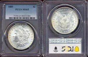 1885 $ PCGS MS65 �z���C�g �t���b�V�� �~���g ���X�^�[ PQ ���[�K�� �V���o�[ �h��++