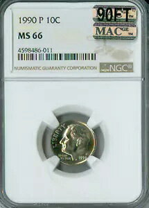 1990 �v���[�Y�x���g �_�C�� NGC MS66 MAC 90�t�B�[�g PQ ���Ɋ󏭂ȃX�|�b�g���X $4,000.00 �t�B�[�g *