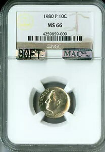 1980 �v���[�Y�x���g �_�C�� NGC MS66 MAC 90�t�B�[�g PQ ���Ɋ� �t�B�[�g�� $3,500 *