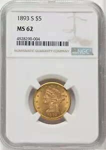 1893-S �n�[�t �C�[�O�� - ���b�g�[ $5 NGC MS62