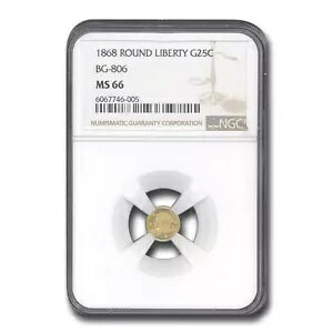 1868 ���o�e�B ���E���h 25 �Z���g �S�[���h MS-66 NGC (BG-806)