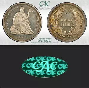 1867 CAC PR64 �~���g 8000 + 625 �v���[�t = 2 �ԖڂɒႢ H10C ?? KEY Seated Half Dime