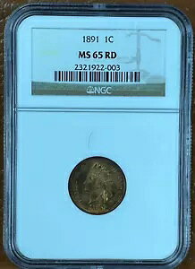 1891 �C���f�B�A�� �w�b�h �Z���g NGC MS65 RD - ���b�h �W�F��
