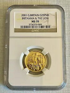 イギリス 2001 ブリタニア 25 ポンド 1/4 オンス 金貨 NGC MS70 Sku#2888
