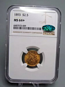 BU GEM PLUS GRADE 1893 �S�[���h $2.50 ���o�e�B �w�b�h �N�H�[�^�[ �C�[�O���B NGC MS64+ CAC�B