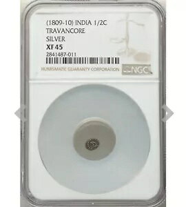 Ch Travancore Anonymous 1/2 `bN ND (1809-1810) XF45 NGCAKM7 Ɋ