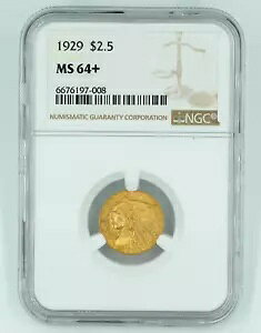 1929 NGC MS64+ $2.5 �S�[���h �C���f�B�A�� �O���[�g �A�C �A�s�[��
