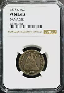 1878-S 25C �V�[�e�b�h ���o�e�B �N�H�[�^�[ - �T���t�����V�X�R - NGC VF �ڍ� CC27