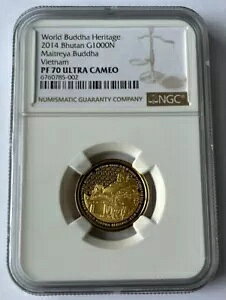 NGC PF70 ブータン 2014 世界仏陀遺産 弥勒仏 金貨 1/4オンス
