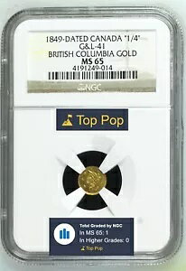 �g�b�v�|�b�v�I 1849 1/4$ �u���e�B�b�V���R�����r�A / �J���t�H���j�A�S�[���h / NGC MS65 G&L-41 R-8