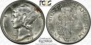 1945-P 10C PCGS AU58 �}�[�L�����[ �_�C�� �o�[�`���� FB #26 �g�b�v �|�b�v - RicksCafeAmerican.com