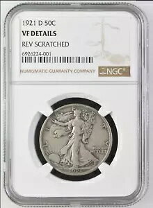 1921-D 50C �E�H�[�L���O ���o�e�B �V���o�[ �n�[�t�_���[ NGC VF �ڍ� �t�X�N���b�`