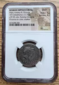Roman Imperatorial Antony & Octavia AR �V�X�g�t�H���X �I���O 39 �N NGC Ch F 5/5 4/5 �V���o�[