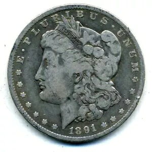 1891 O F ���[�K�� �h�� 100 �Z���g �A�����J 90% �V���o�[ $1 US NICE FINE �R�C�� #473
