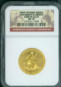 2008-W $10 �S�[���h�L�O�ŏ��̔z��҃��@�� �r���[�����̃��o�e�B NGC MS70 MS-70 !