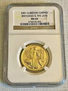 イギリス 2001 ブリタニア 50 ポンド 1/2 オンス 金貨 NGC MS65 S#2890
