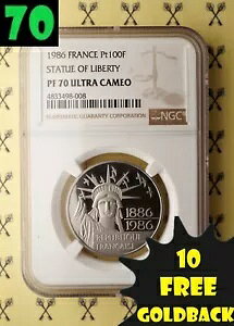 1986 ���R�̏��_ PLATINUM NGC PF 70 UCam POP�B 7 �� 10 �̖����S�[���h�o�b�N*