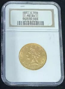 1880 S $10 ���o�e�B �č��S�[���h �C�[�O�� �R�C�� NGC ??MS60??