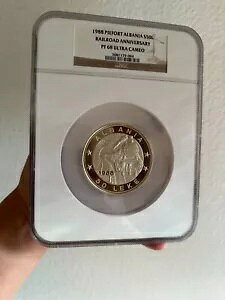 ピーフォート 1988 アルバニア S50L 鉄道記念シルバー 10 オンス NGC PF68UC レア