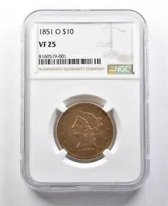 1851-O $10 ���o�e�B �w�b�h �S�[���h �C�[�O�� VF25 NGC *0307
