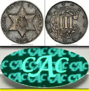 1870 NGC AU55CAC 3,000 ����-- 2 �ԖڂɒႢ 3C �V���o�[? $1,950-CDN CAC 3 �Z���g