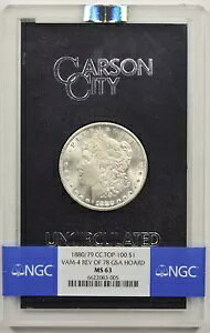 1880/79-CC Vam-4 Rev of 78 Top-100 Morgan Dollar $1 MS 63 NGC GSA Hoard Box COA