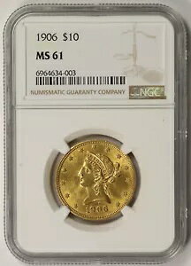 1906 ���o�e�B �w�b�h �C�[�O�� �S�[���h $10 MS 61 NGC
